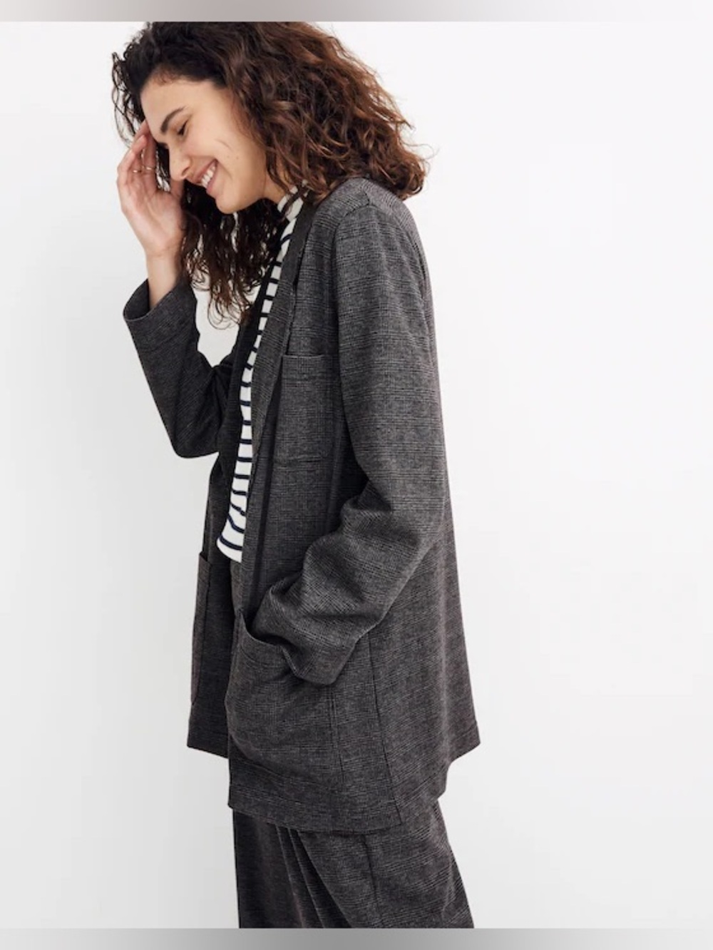 MADEWELL - Oversized Blazer in Glen Plaid. Medium - pit to pit is 21"